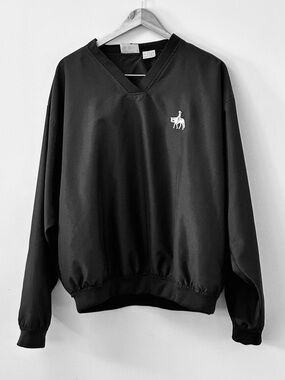 VTG Most Wanted Black Windbreaker Pullover V-neck Jacket Cowboy Western Men’s L
